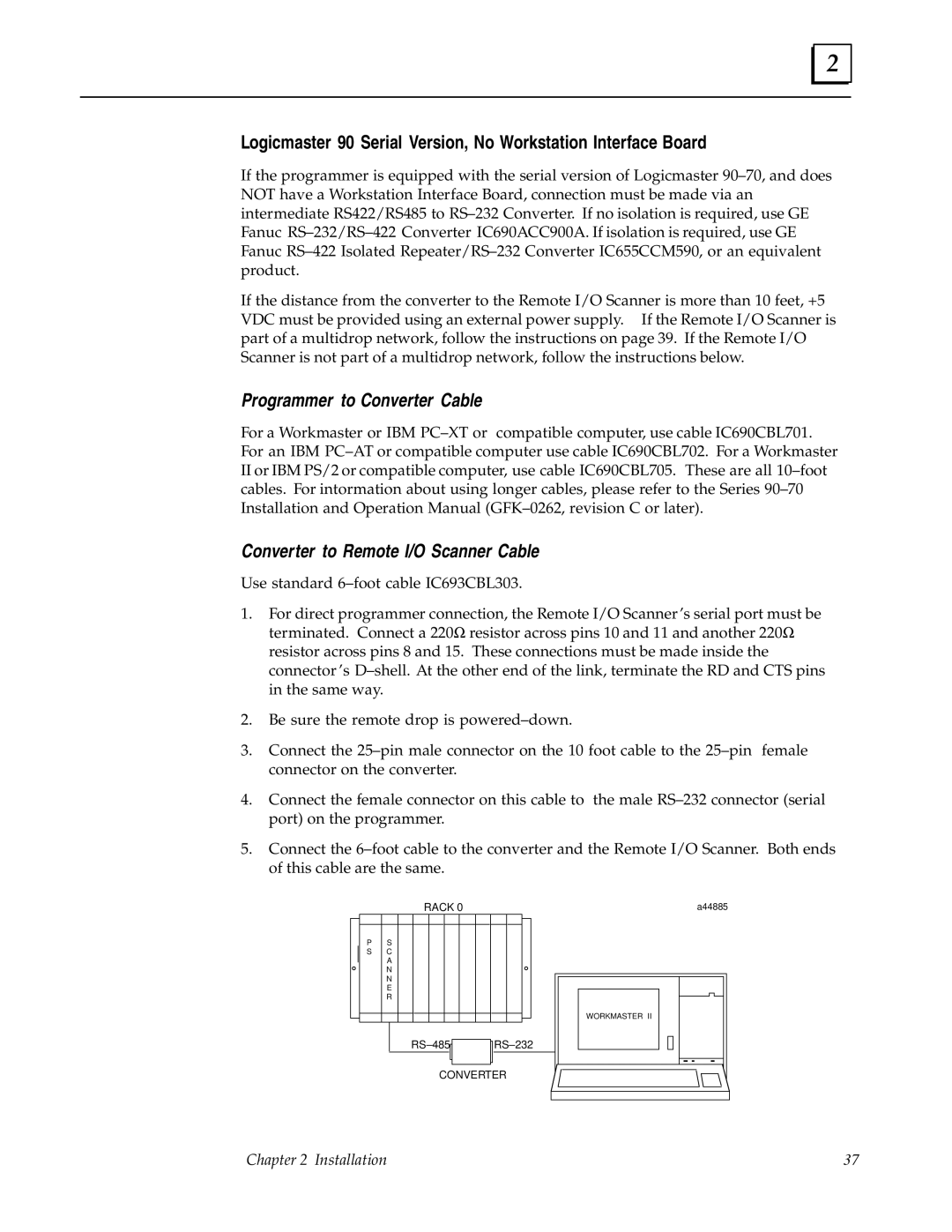 GE GFK0579B user manual Programmer to Converter Cable 