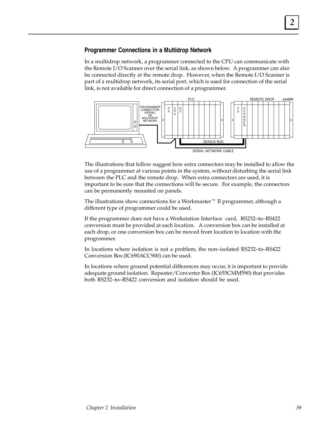 GE GFK0579B user manual Programmer Connections in a Multidrop Network 