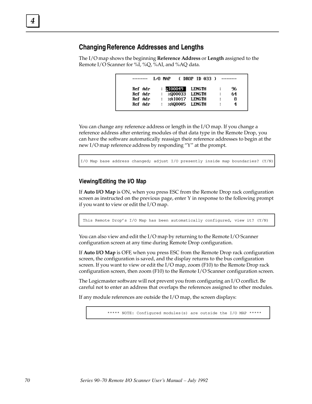 GE GFK0579B user manual Changing Reference Addresses and Lengths, Viewing/Editing the I/O Map 