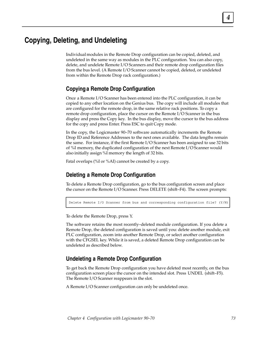 GE GFK0579B Copying, Deleting, and Undeleting, Copying a Remote Drop Configuration, Deleting a Remote Drop Configuration 