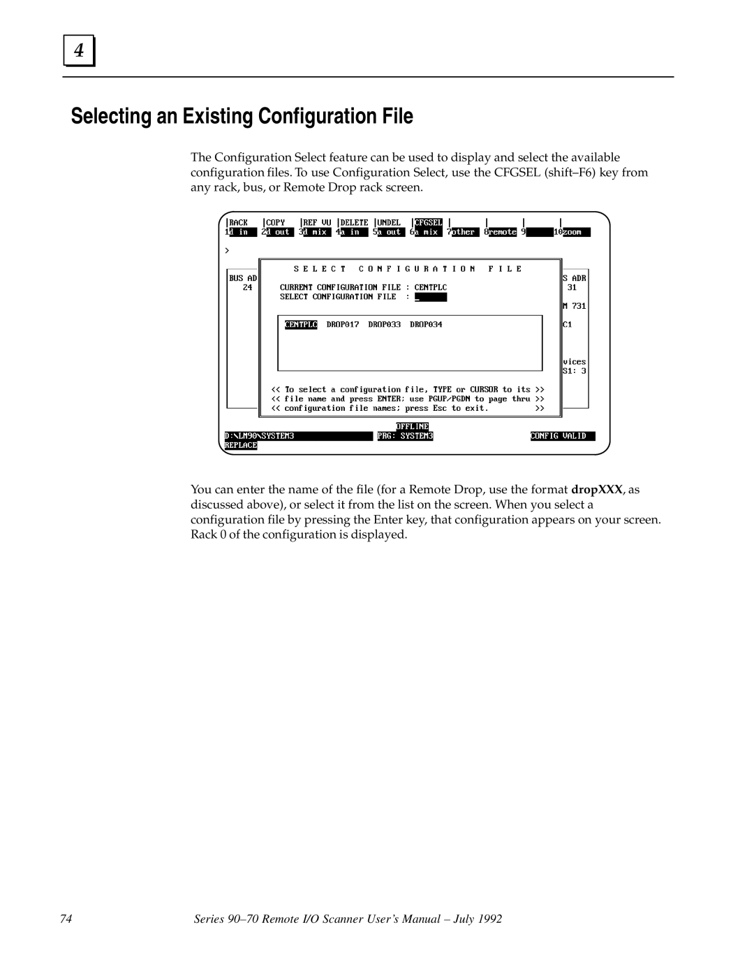 GE GFK0579B user manual Selecting an Existing Configuration File 