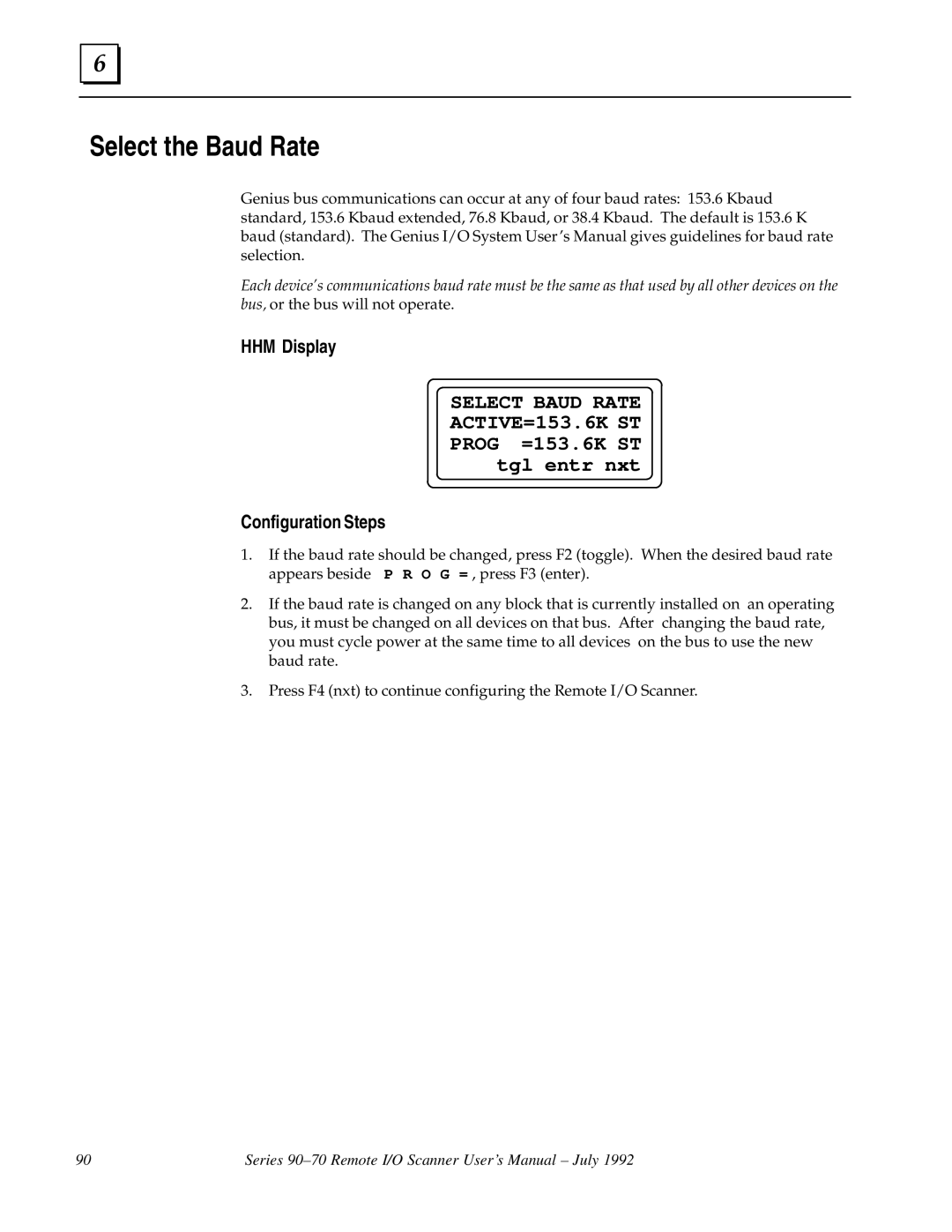 GE GFK0579B user manual Select the Baud Rate, HHM Display 