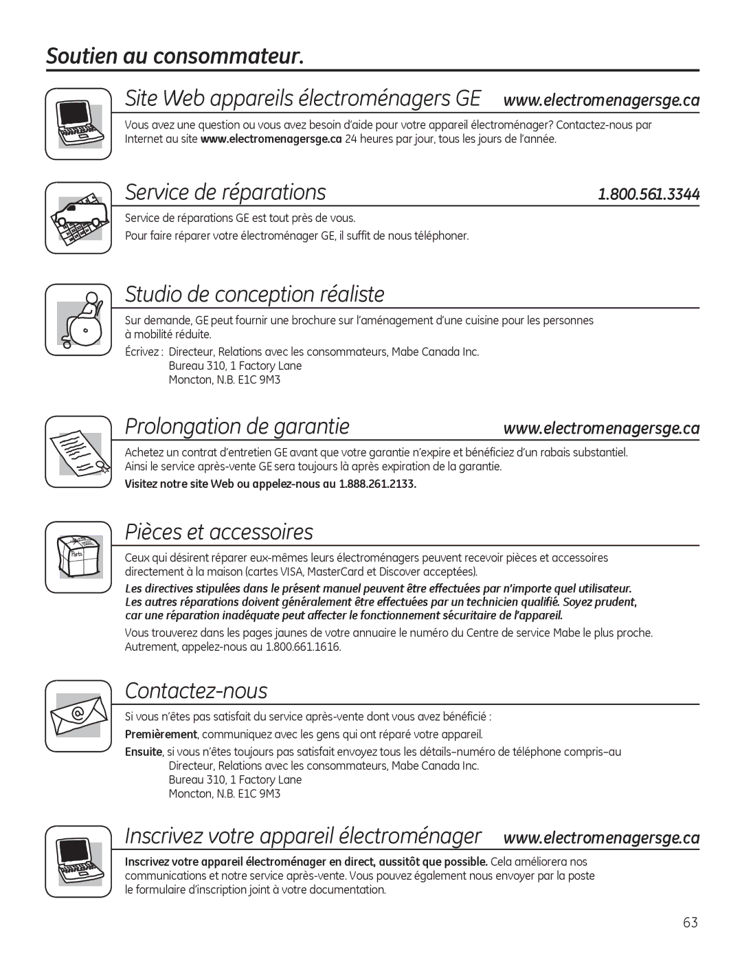 GE GFWS3705, GHWS3605, GFWS2605, GFWS2505, GFWS2500 Soutien au consommateur Service de réparations, Prolongation de garantie 