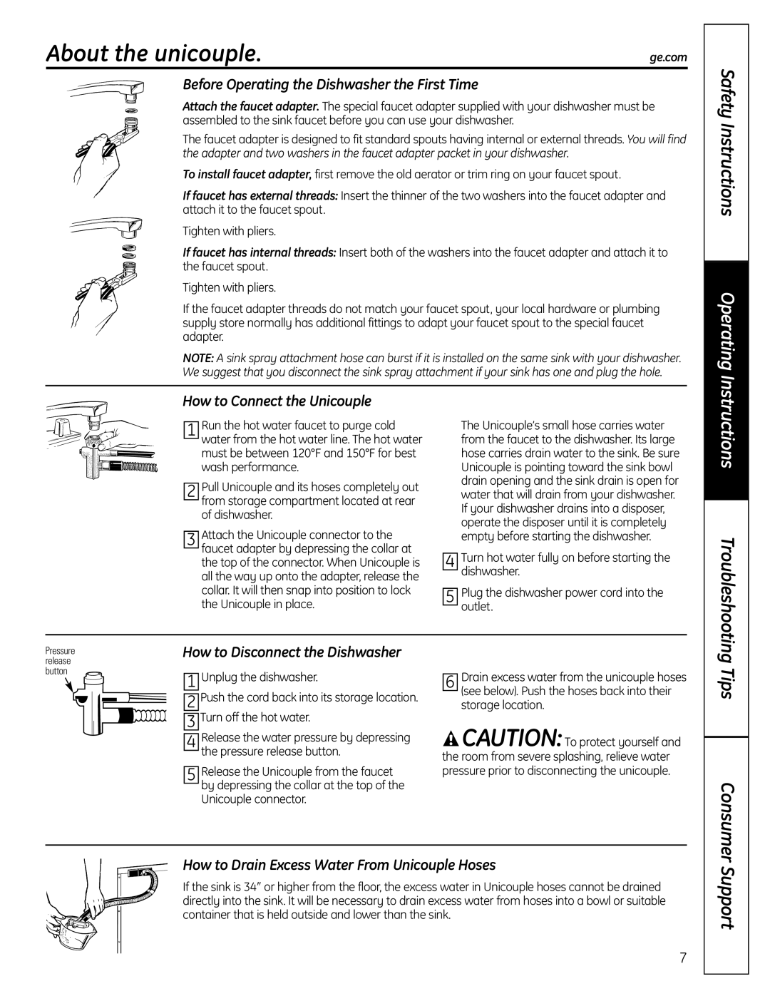 GE GLC4100 owner manual About the unicouple, Tips, Support 