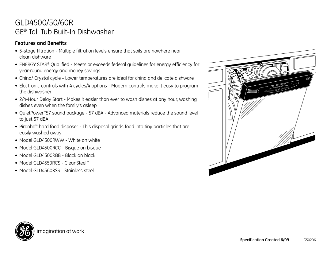 GE GLD4500RWW, GLD4550RCS, GLD4500RBB, GLD4560RSS, GLD4500RCC, GLD4560NSS, GLD4550NLS dimensions Features and Benefits 