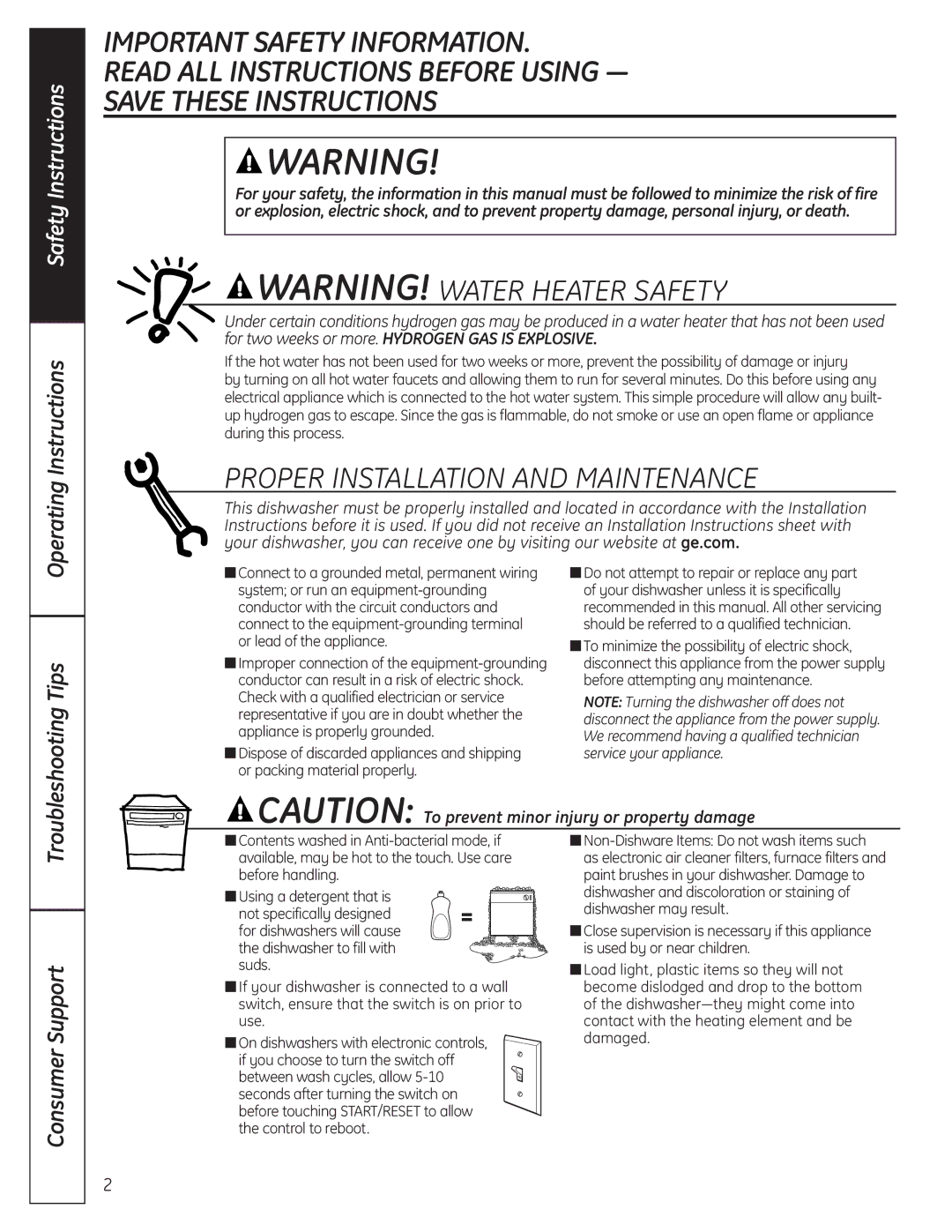 GE GLD6860NSS owner manual Operating Instructions, Consumer Support 