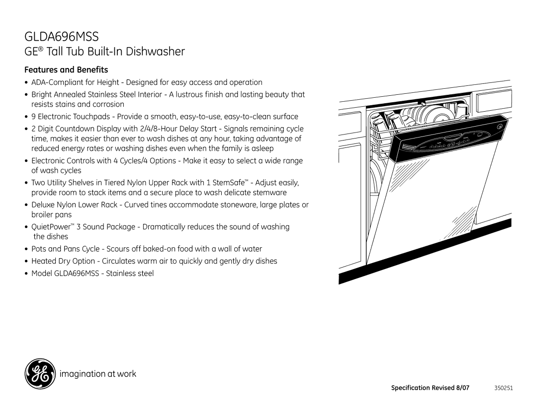 GE GLDA696MSS dimensions Features and Benefits 