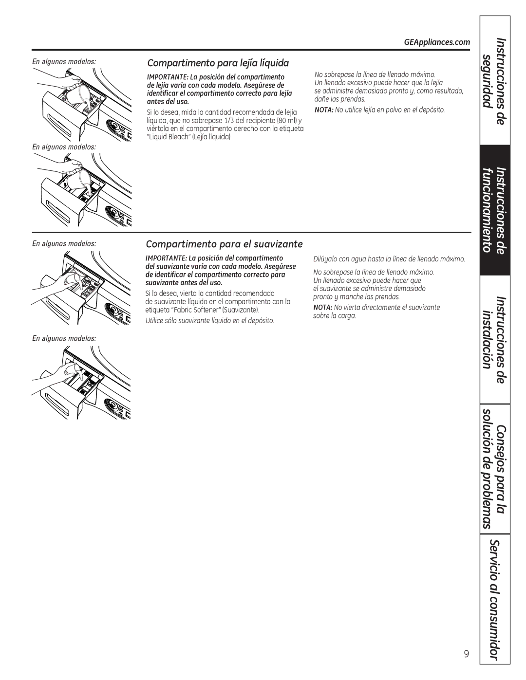 GE GFWH1200, GMAN1200, GFWS1505, GFWS1500, GFWN1300, GFWN1200 manual VxdyldqwhDqwhvGhoXvr, RpsduwlphqwrSdudHoVxdyldqwh 