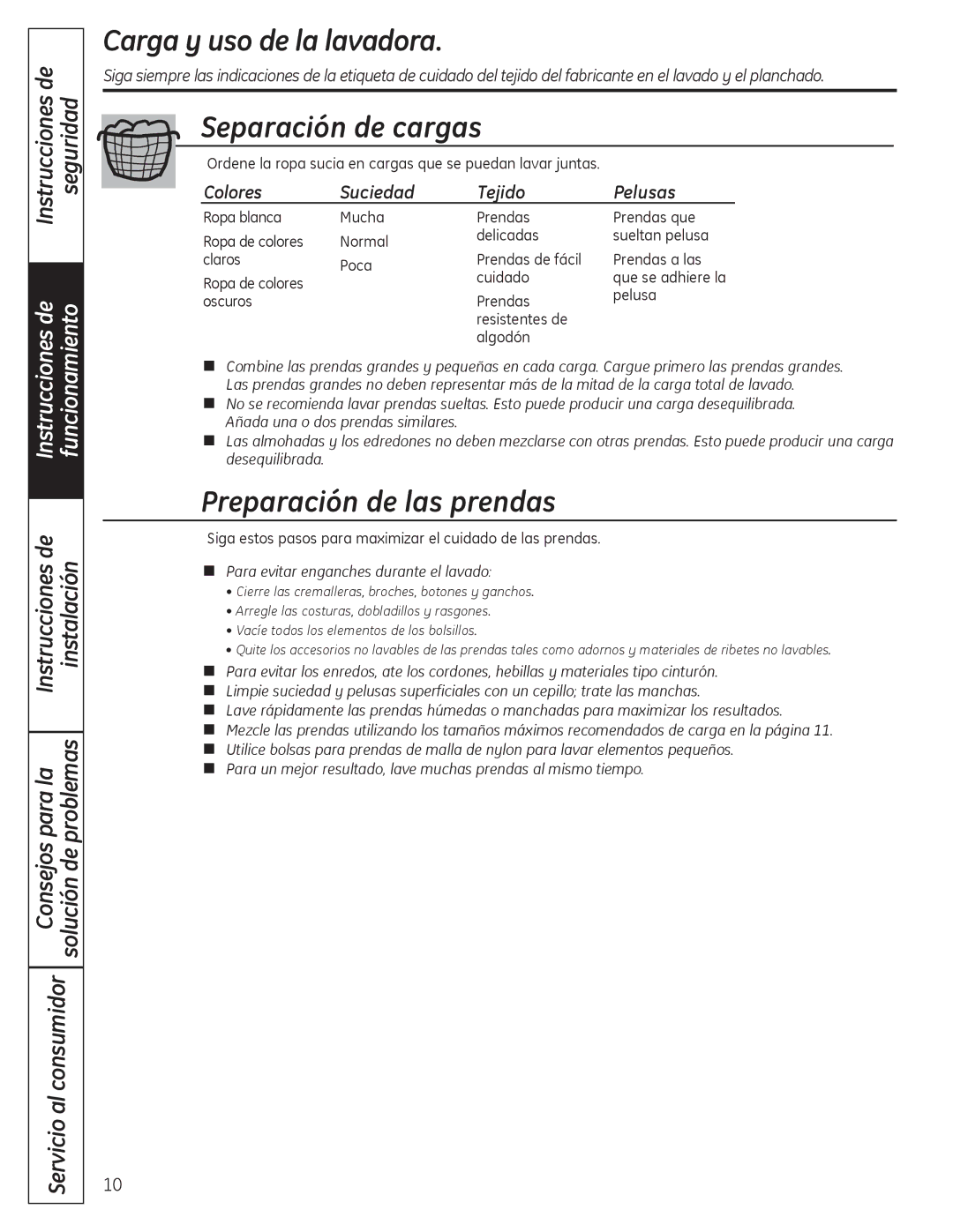 GE GFWN1100, GMAN1200, GFWS1505, GFWS1500 manual Dujd\XvrGhOdOdydgrud, Roruhv 6XFLHGDG 7HMLGR 3HOXVDV, Ghvhtxloleudgd 