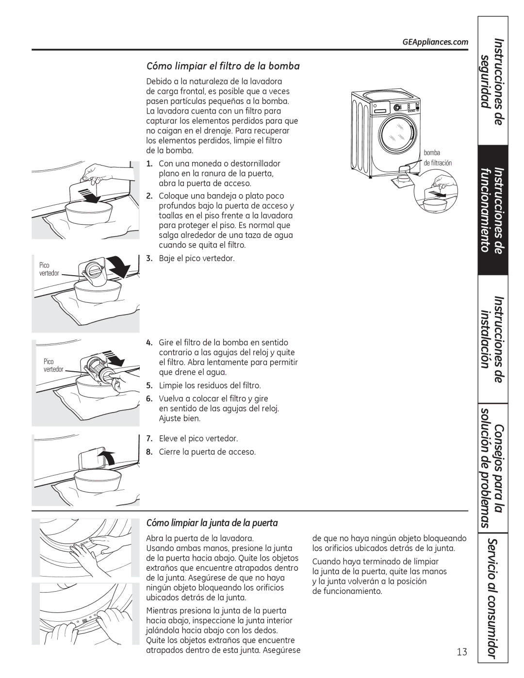 GE GFWH1400, GMAN1200, GFWS1505 manual  %DmhHoSlfrYhuwhgru,  /LpslhOrvUhvlgxrvGhoIlowur, GhIxqflrqdplhqwr 