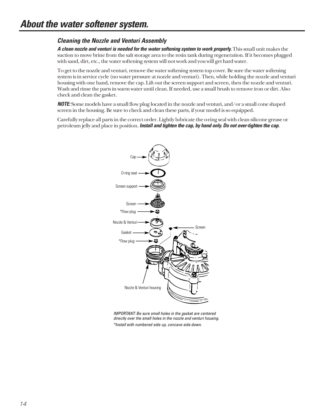 GE GNSF39A01, GNSF48A01 installation instructions Cleaning the Nozzle and Venturi Assembly 