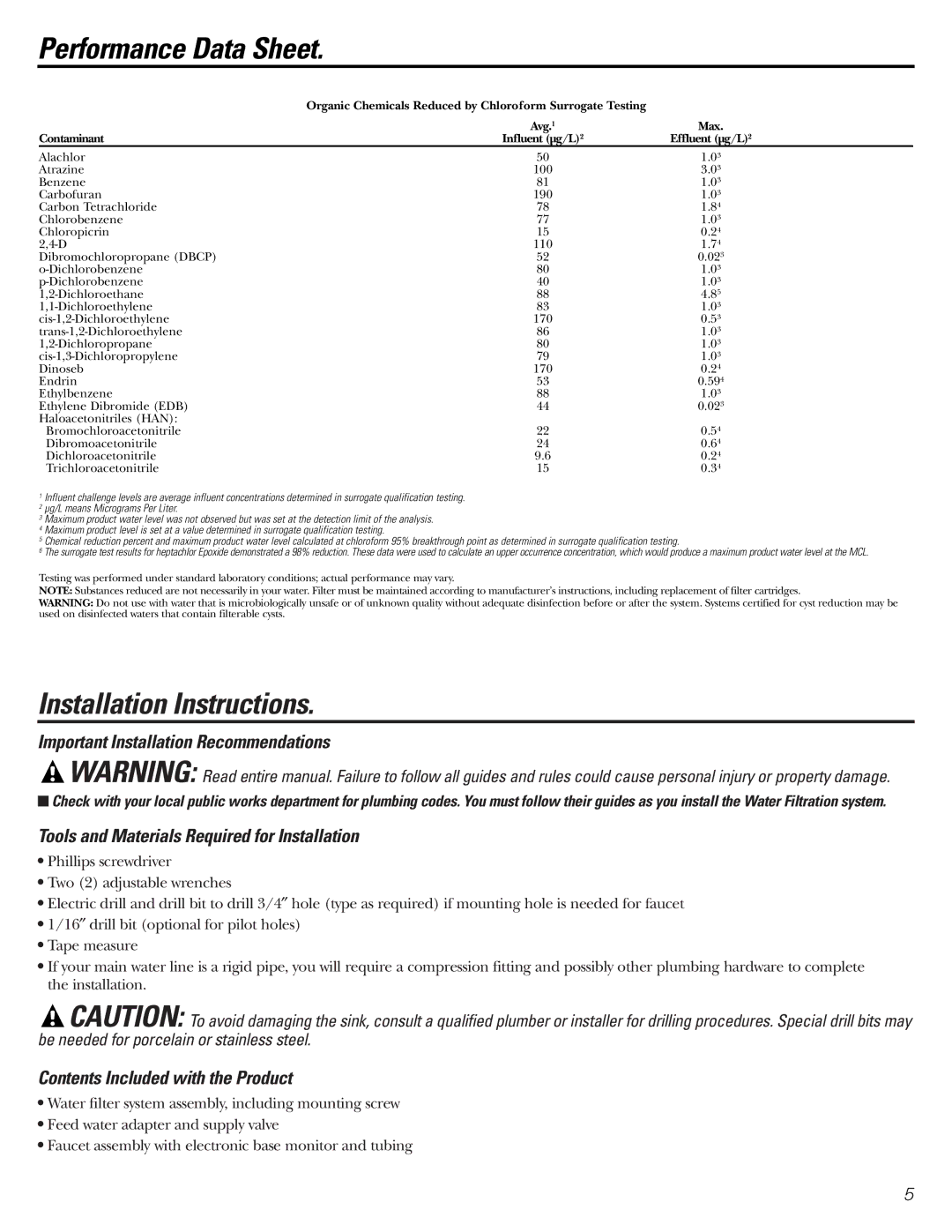 GE GNSV70FBL Installation Instructions, Important Installation Recommendations, Contents Included with the Product 