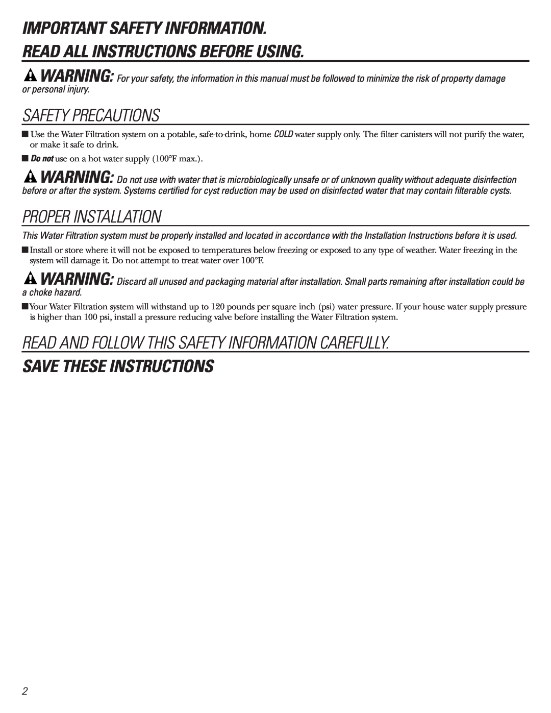 GE GNSV70FBL Important Safety Information, Read All Instructions Before Using, Save These Instructions, Safety Precautions 