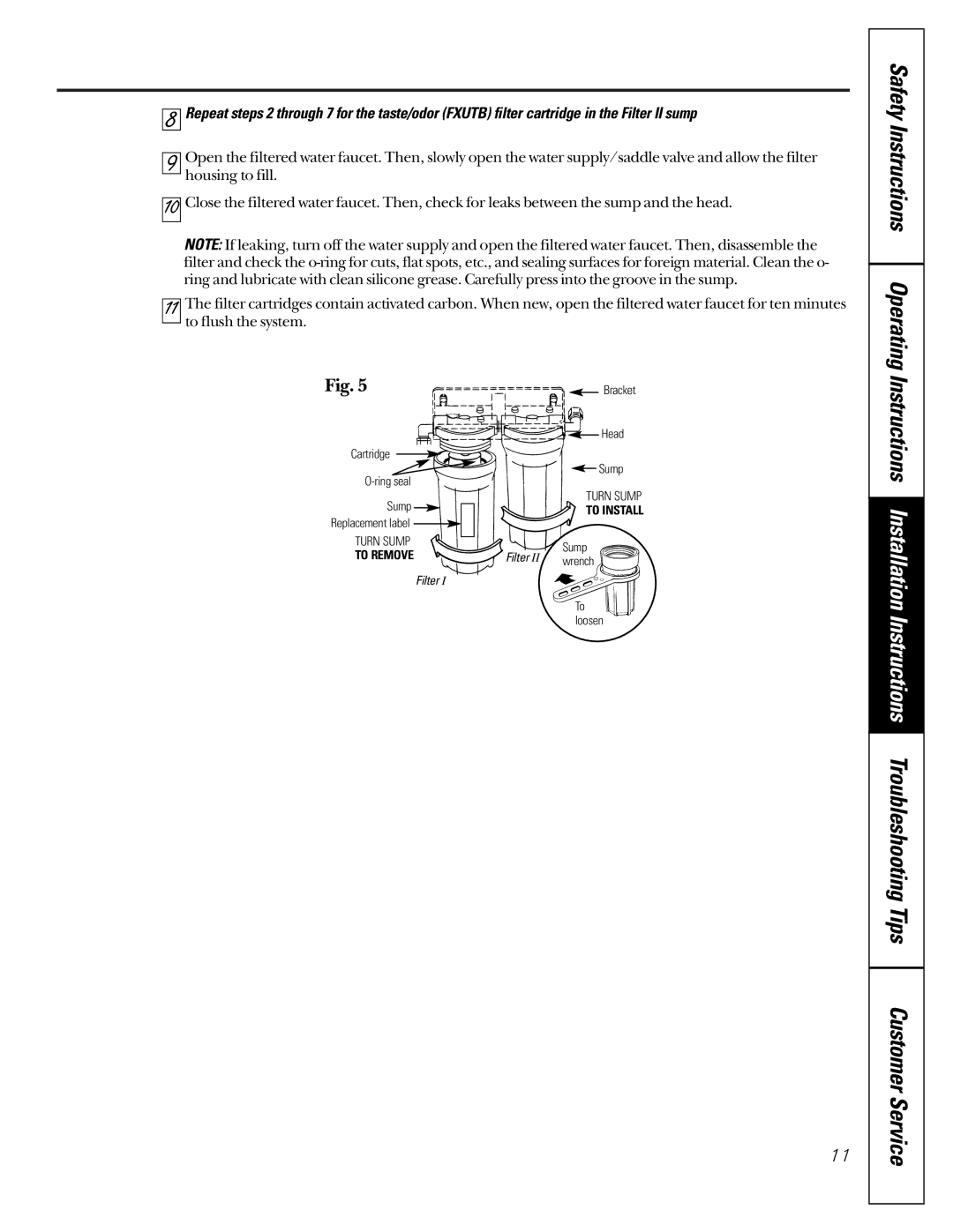 GE GXUT03B, GNUT03B owner manual Housing to fill 