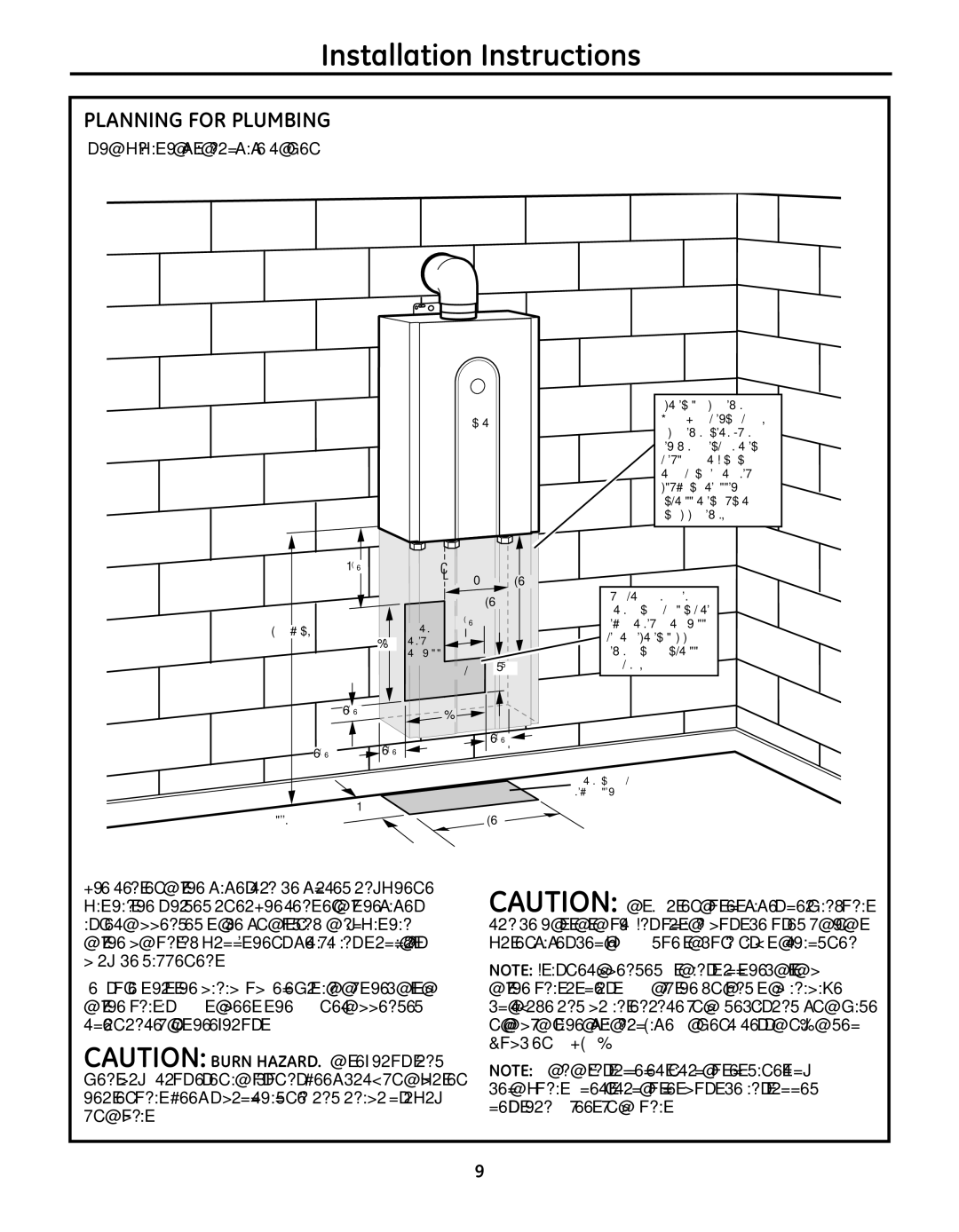 GE GP94DNSRSA, GN94DNSRSA, GN75DNSRSA warranty Planning for Plumbing, Shown with optional pipe cover 