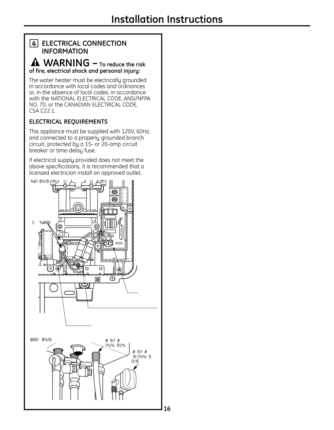 GE GN94ENSRSA, GP94ENSRSA, GN75ENSRSA installation instructions Electrical Connection Information, Electrical Requirements 