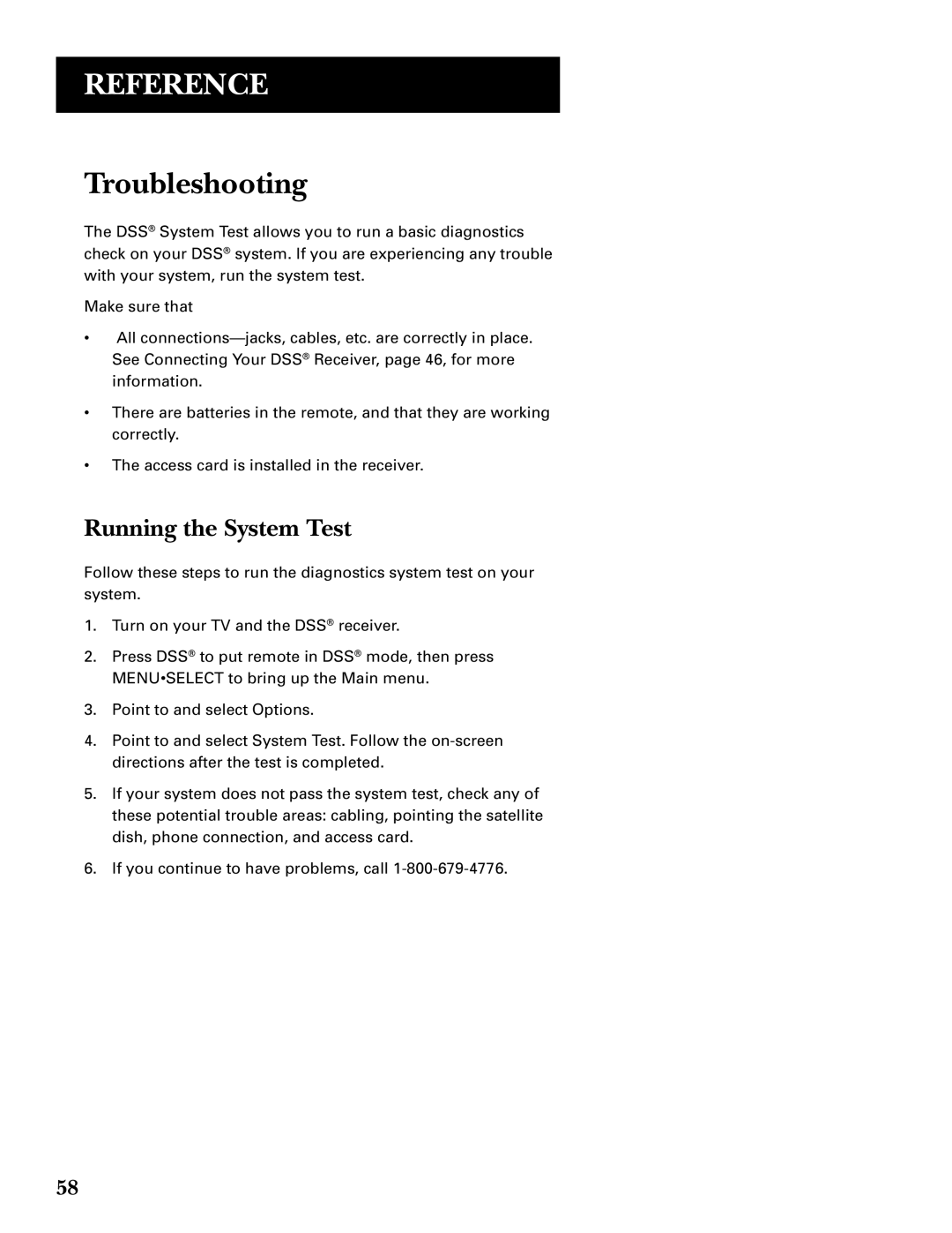 GE GRD33G3A manual Troubleshooting, Running the System Test 