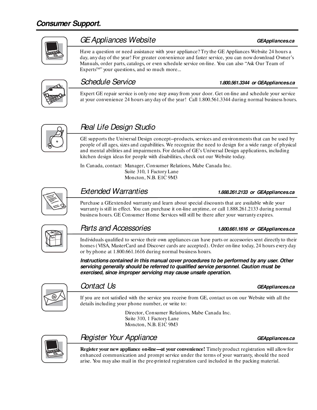 GE GSC1807 owner manual GE Appliances Website, Or GEAppliances.ca 