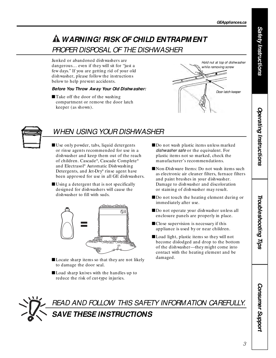 GE GSC1807 owner manual Before You Throw Away Your Old Dishwasher, GEAppliances.ca 