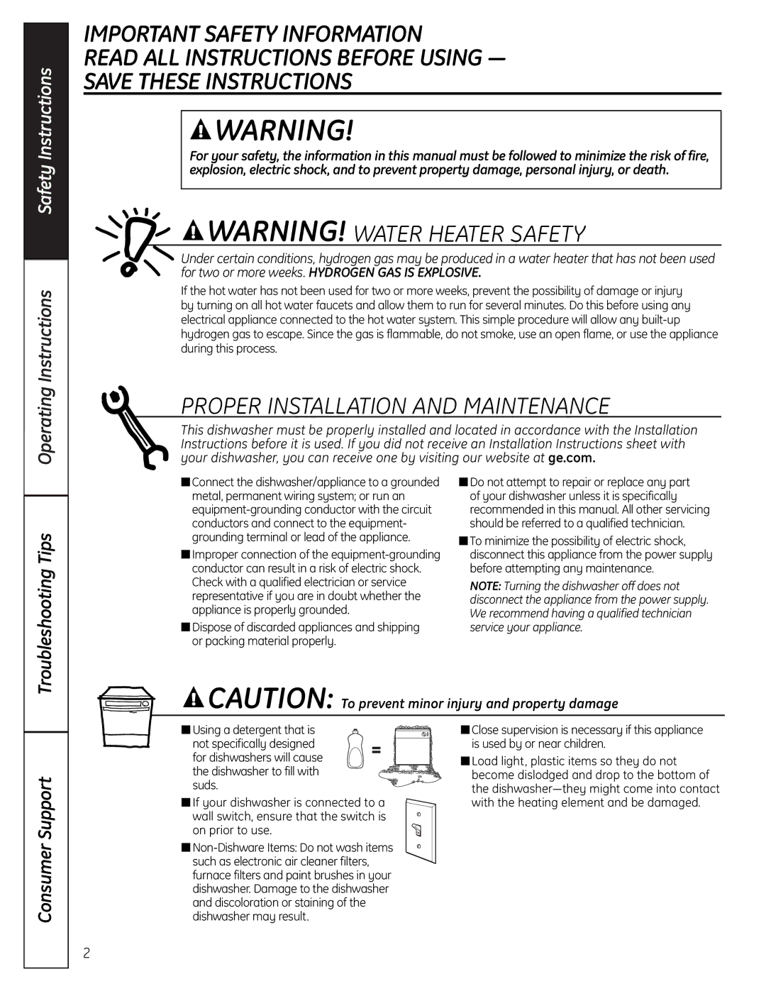 GE GSC3500 owner manual Operating Instructions, Troubleshooting Tips, Consumer Support 