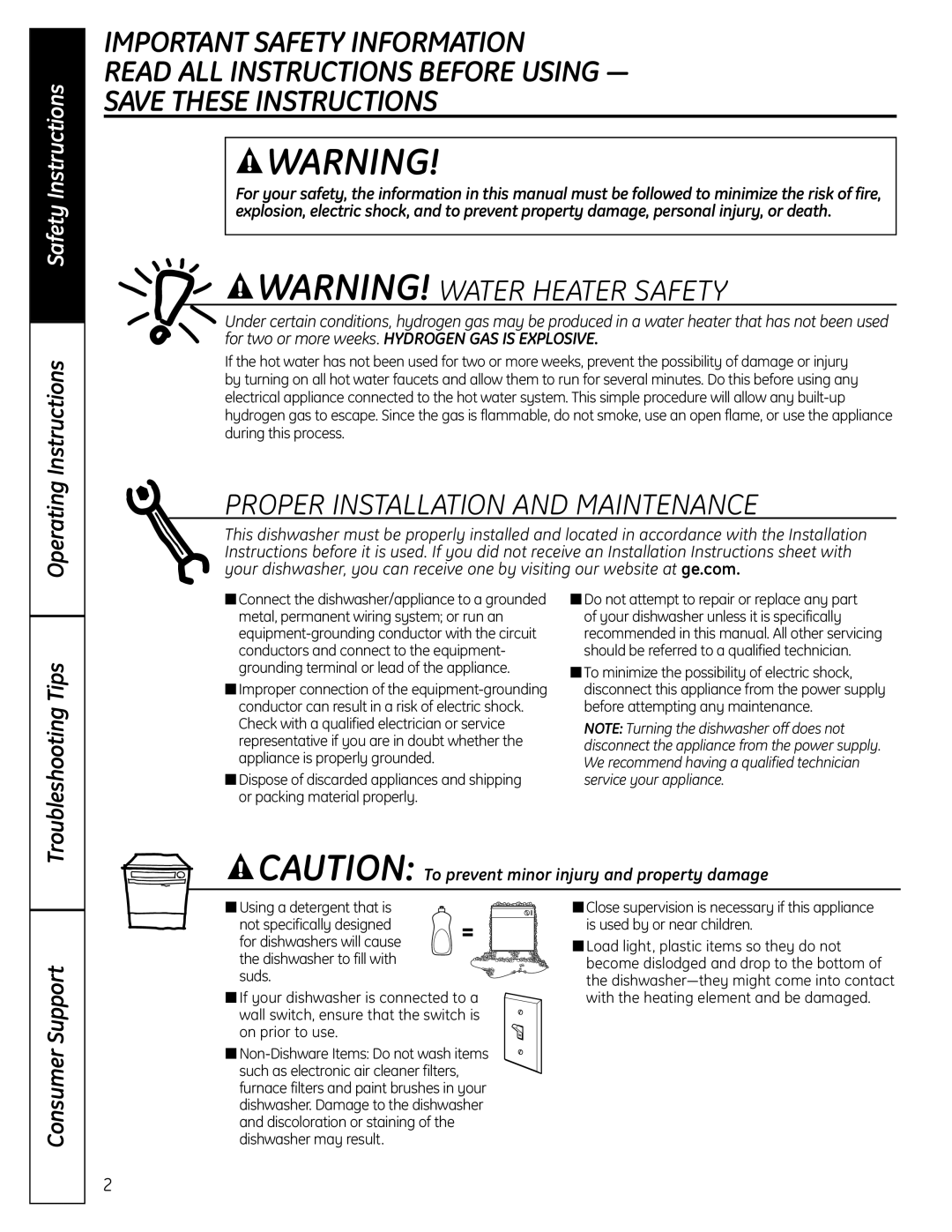 GE GSC3500 Important Safety Information Read All Instructions Before Using, Save These Instructions, Safety Instructions 