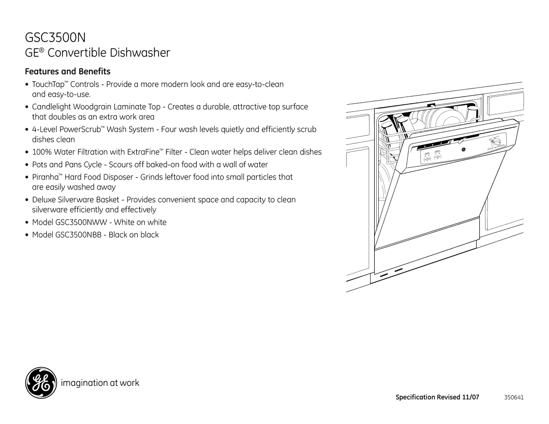 GE GSC3500N dimensions Features and Benefits 