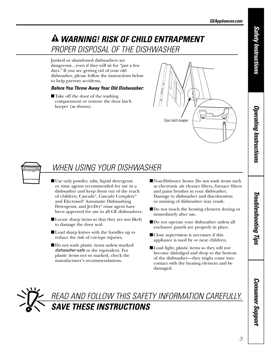 GE GSD 5200 owner manual Before You Throw Away Your Old Dishwasher, GEAppliances.com 