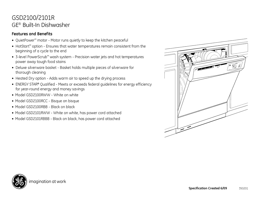 GE GSD2100 dimensions Features and Benefits 