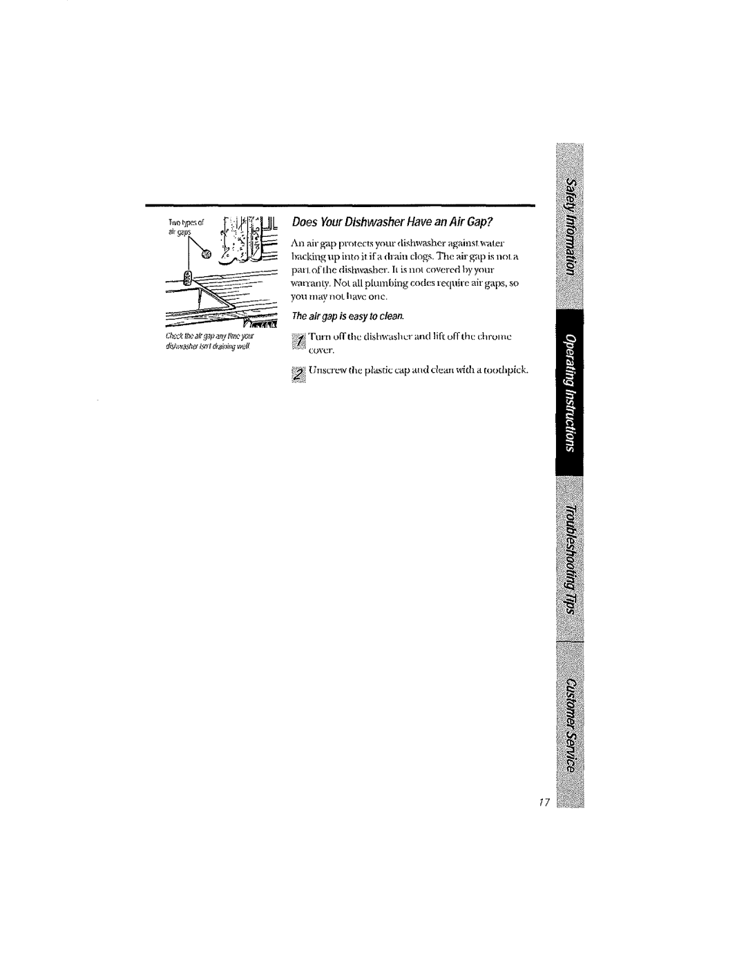 GE GSD2000, GSD3220, GSD2230, GSD3210, GSD3230, GSD2020, GSD2030, GSD2200, GSD2220 manual Does Your Bishwasher Have an Air Gap? 