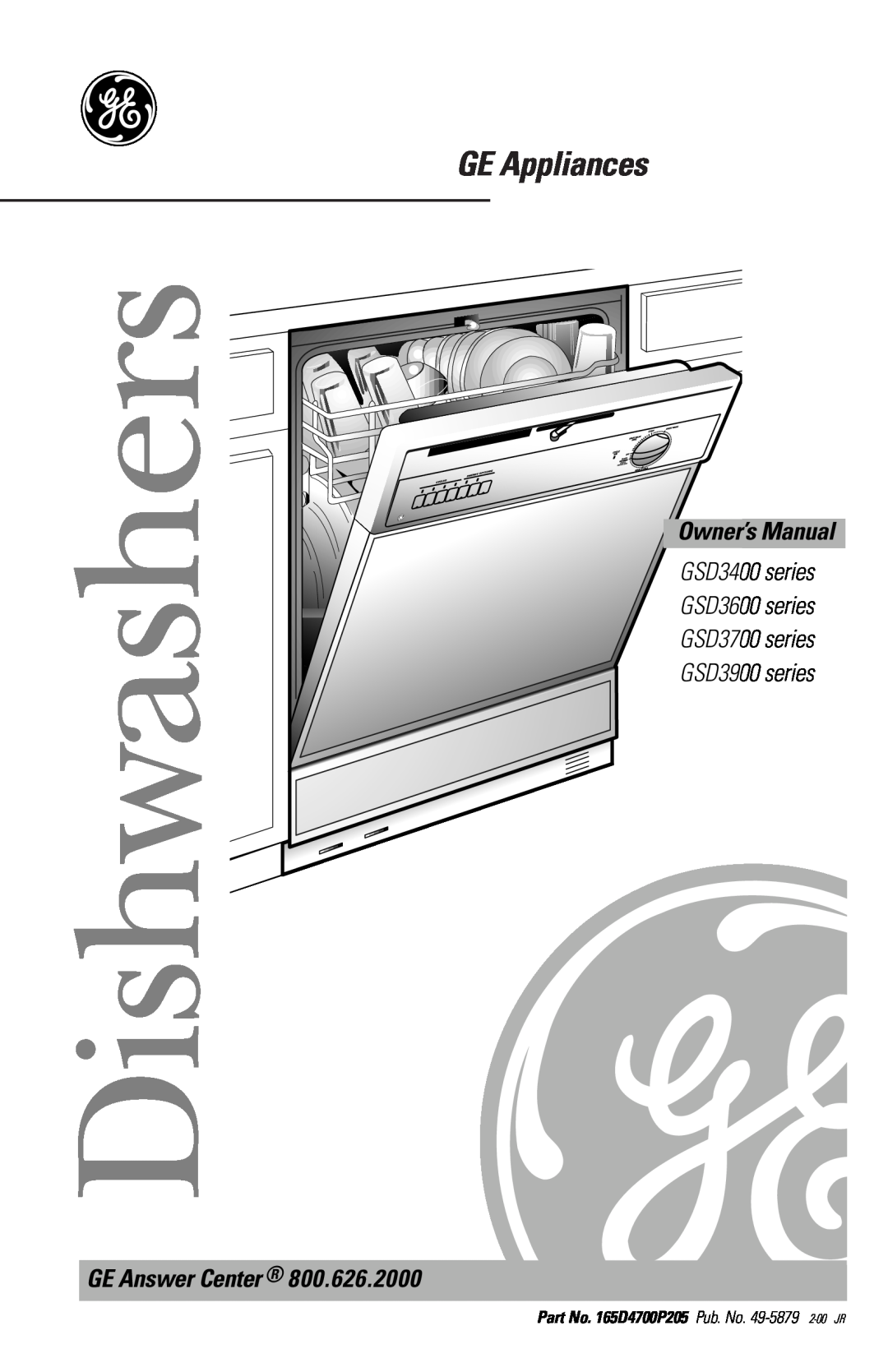 GE GSD3400, GSD3600, GSD3700, GSD3900 owner manual GE Appliances, GE Answer Center, Dishwashers 