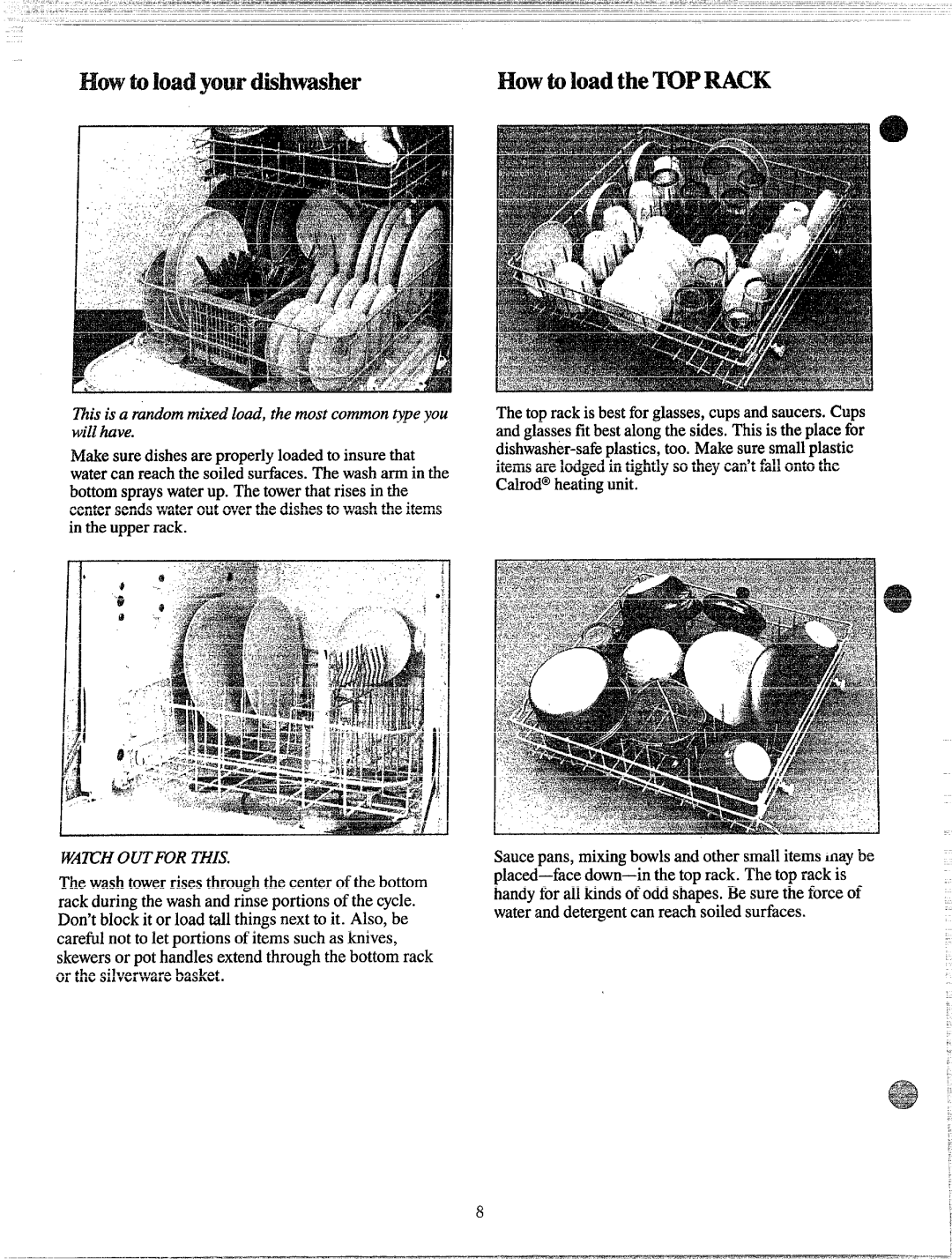 GE GSD400Y, 165 D3080P027 warranty Howto!oadlyourdishwasherHowto loadtheTOPRACK 