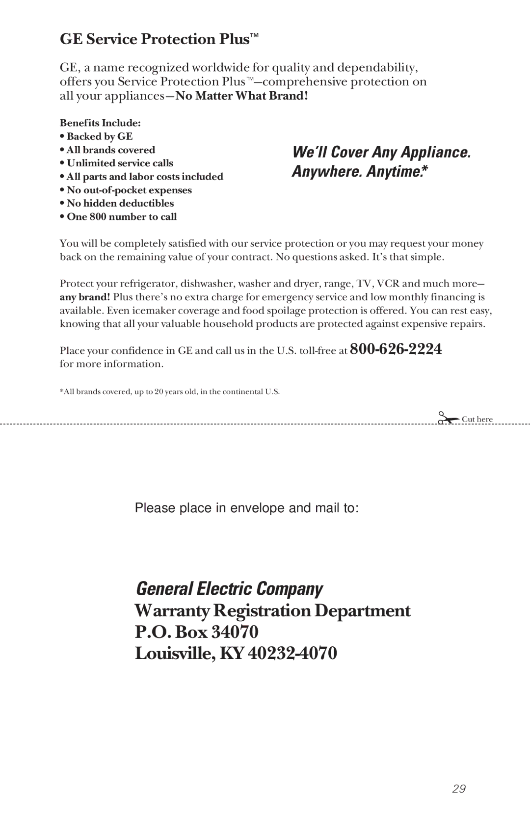 GE GSD4122, GSD4132, GSD4134, GSD4112, GSD4114, GSD4124, GSD4030, GSD4010, GSD4020 owner manual General Electric Company 