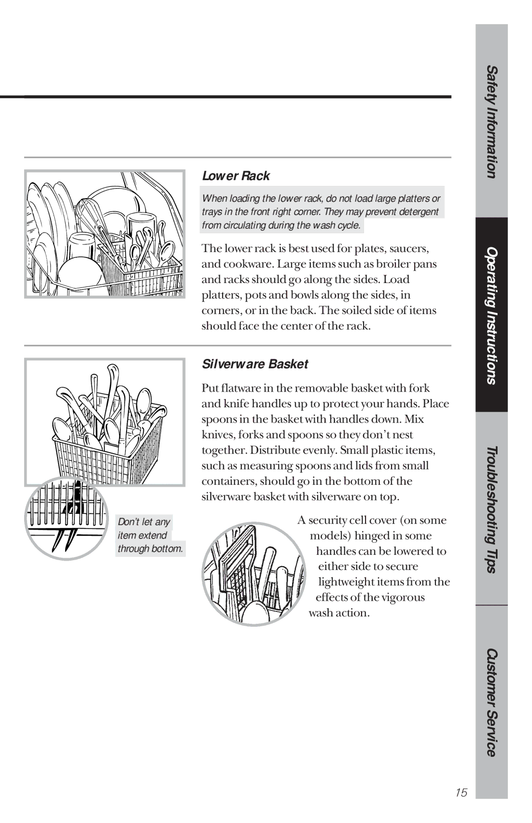 GE GSD4210 owner manual Lower Rack, Silverware Basket 