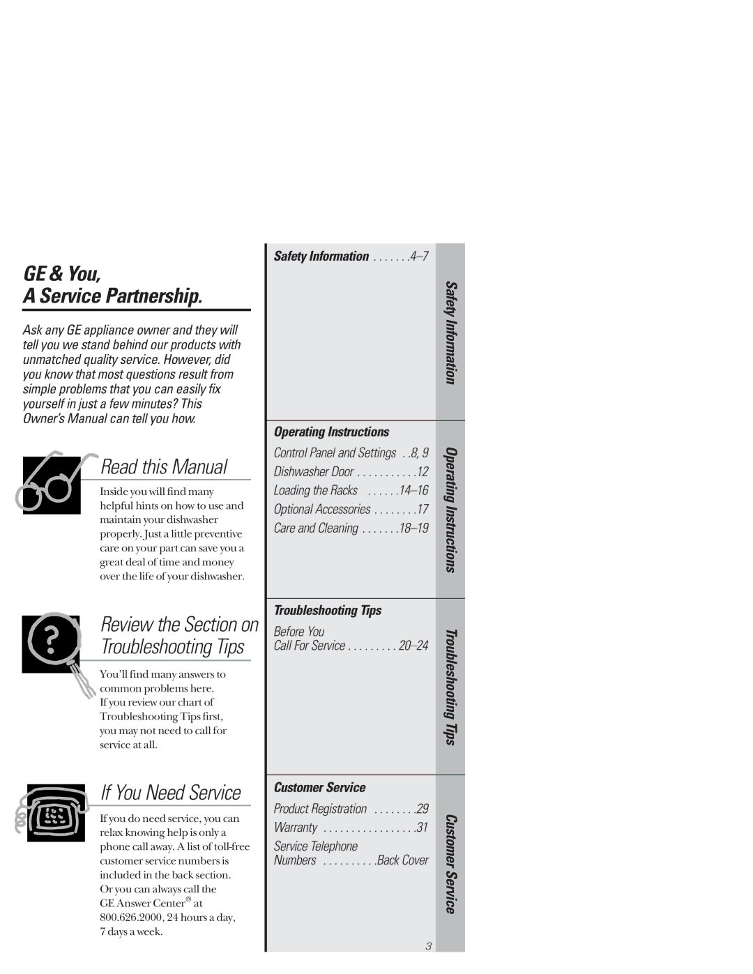 GE GSD4315, GSD4320, GSD4335, GSD4310, GSD4325 GE & You Service Partnership, Review the Section on, Safety Information 