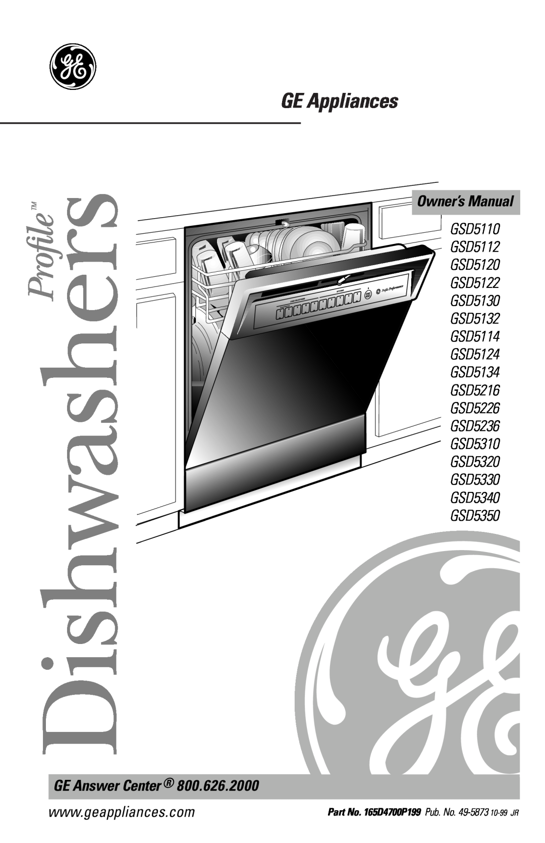 GE GSD5320 owner manual GE Appliances, GE Answer Center, EDW2020 EDW2030 EDW2050 EDW2060 GSD5110 GSD5112 GSD5120 GSD5122 