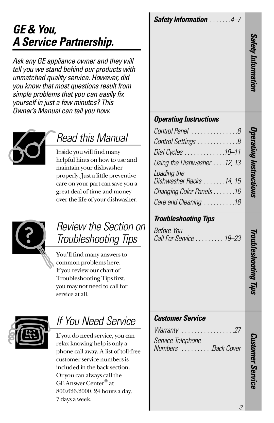 GE GSD680, GSD725, GSD720 GE & You Service Partnership, Review the Section on, Safety Information, Operating Instructions 