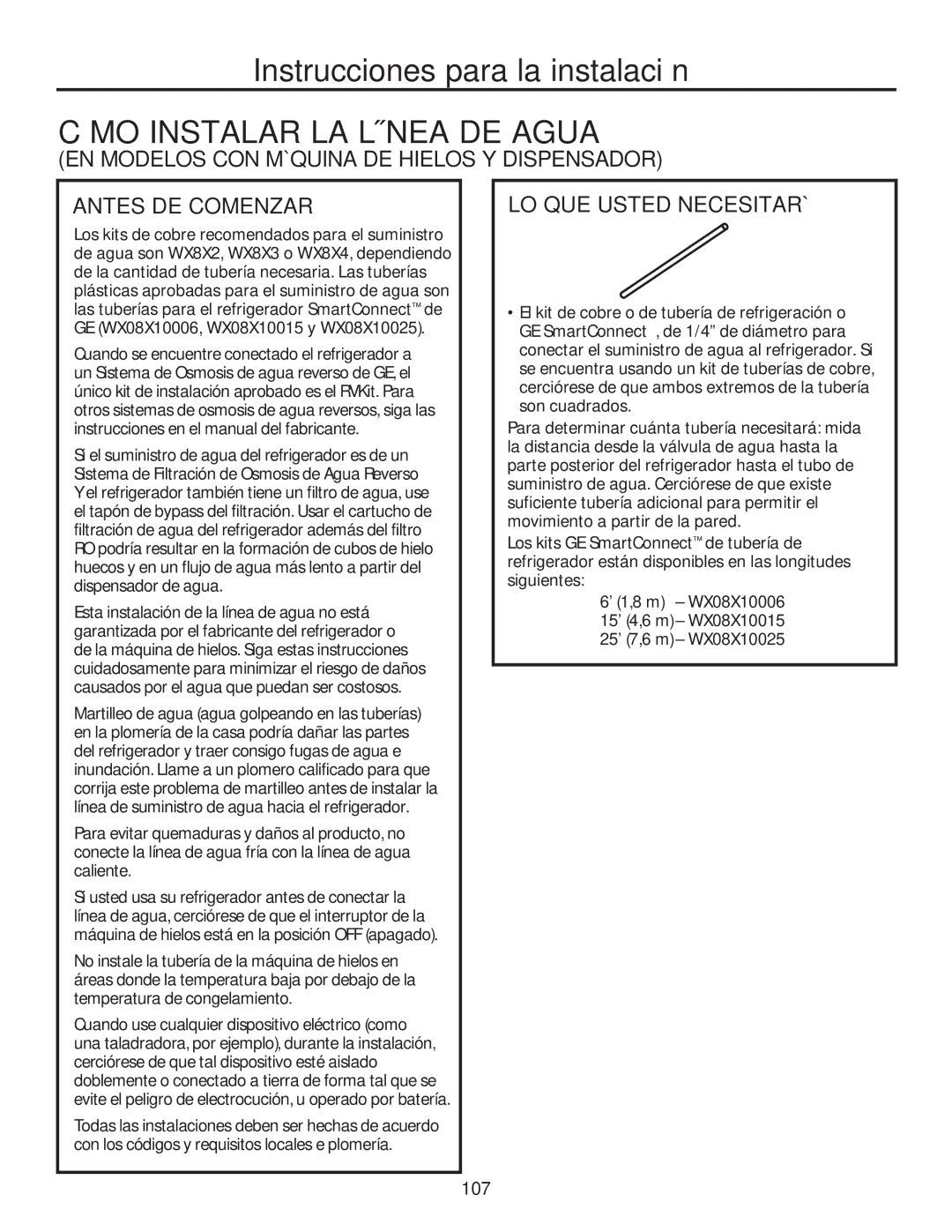 GE GSE25HMHES, GSE25HSHSS installation instructions Cómo Instalar LA Línea DE Agua, LO QUE Usted Necesitará 