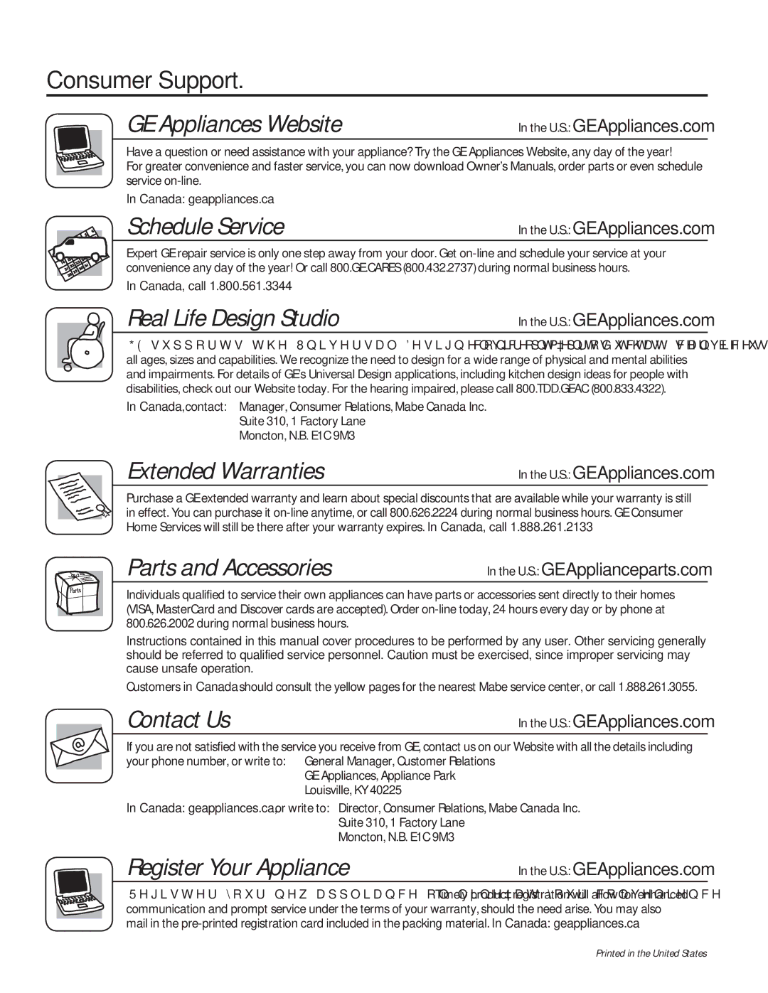 GE GSE25HSHSS, GSE25HMHES installation instructions Consumer Support, Canada geappliances.ca, Canada, call 