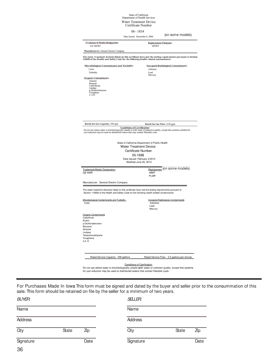 GE GSE25HSHSS, GSE25HMHES installation instructions Name Address City State, SignatureDate 