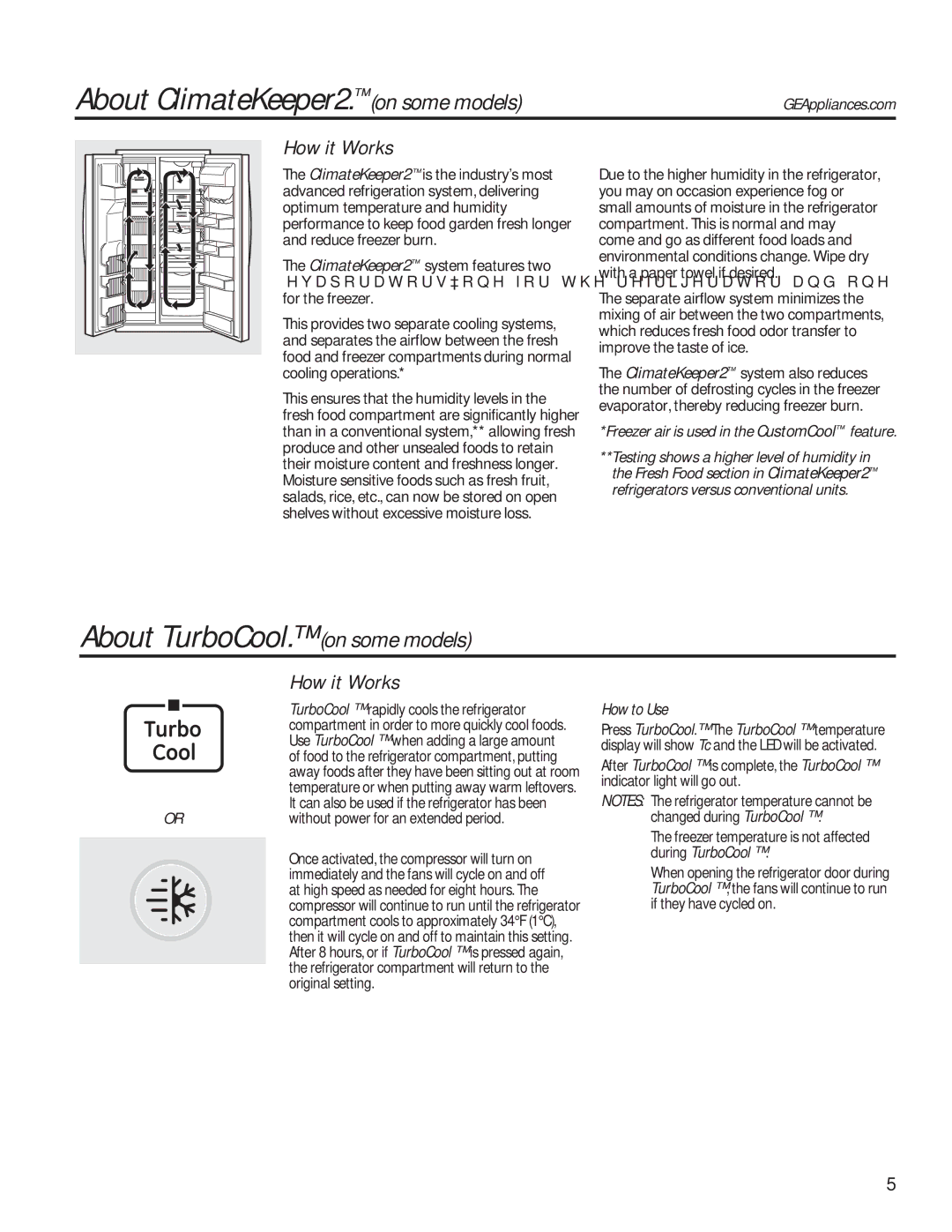 GE GSE25HMHES, GSE25HSHSS About ClimateKeeper2. on some models, About TurboCool. on some models, How it Works, How to Use 