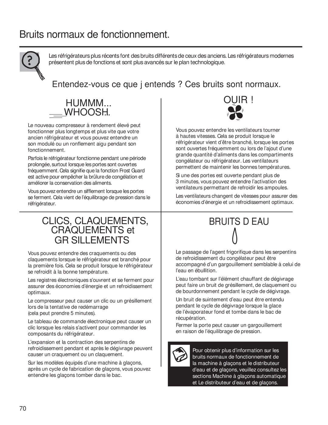 GE GSE25HSHSS, GSE25HMHES installation instructions CLICS, Claquements 