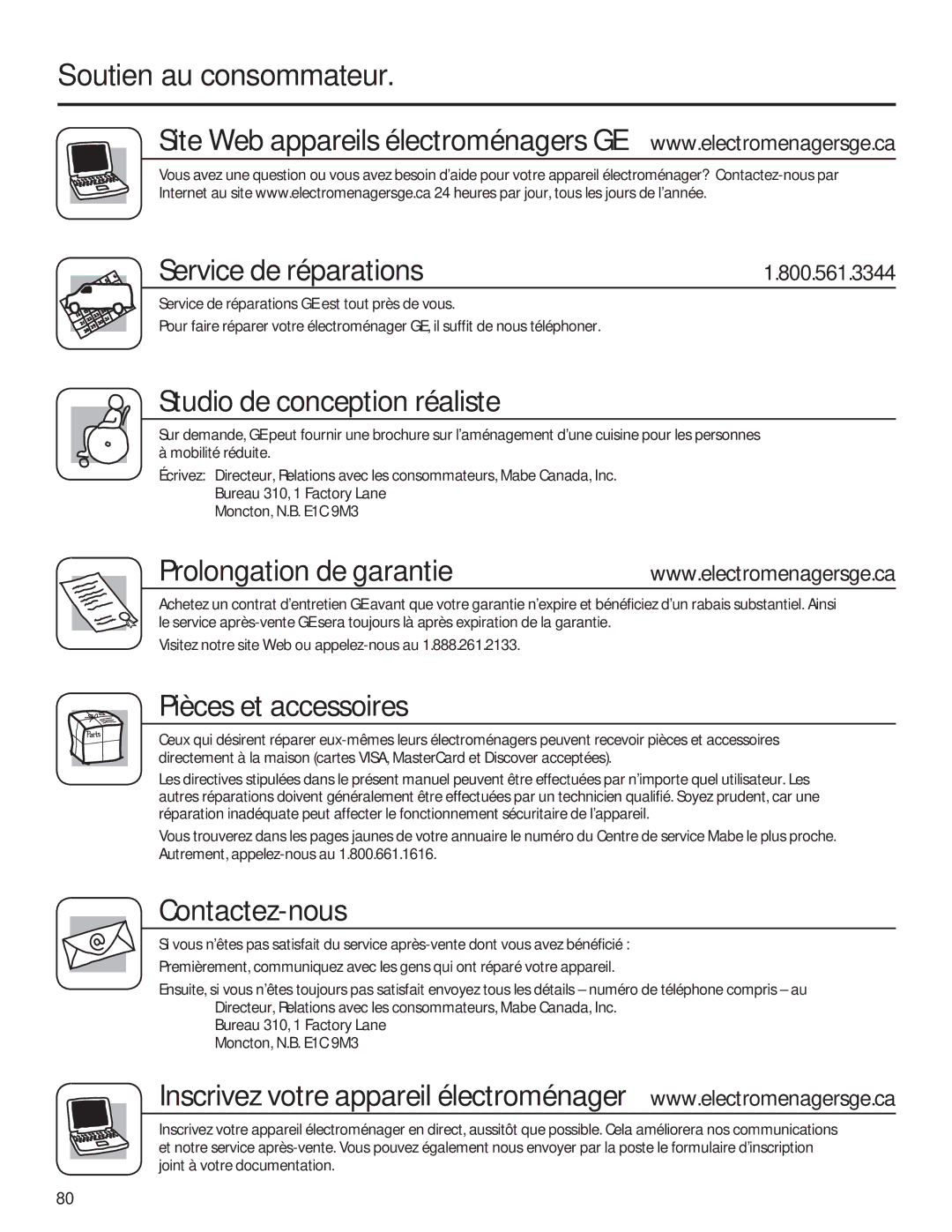 GE GSE25HSHSS, GSE25HMHES installation instructions Soutien au consommateur 