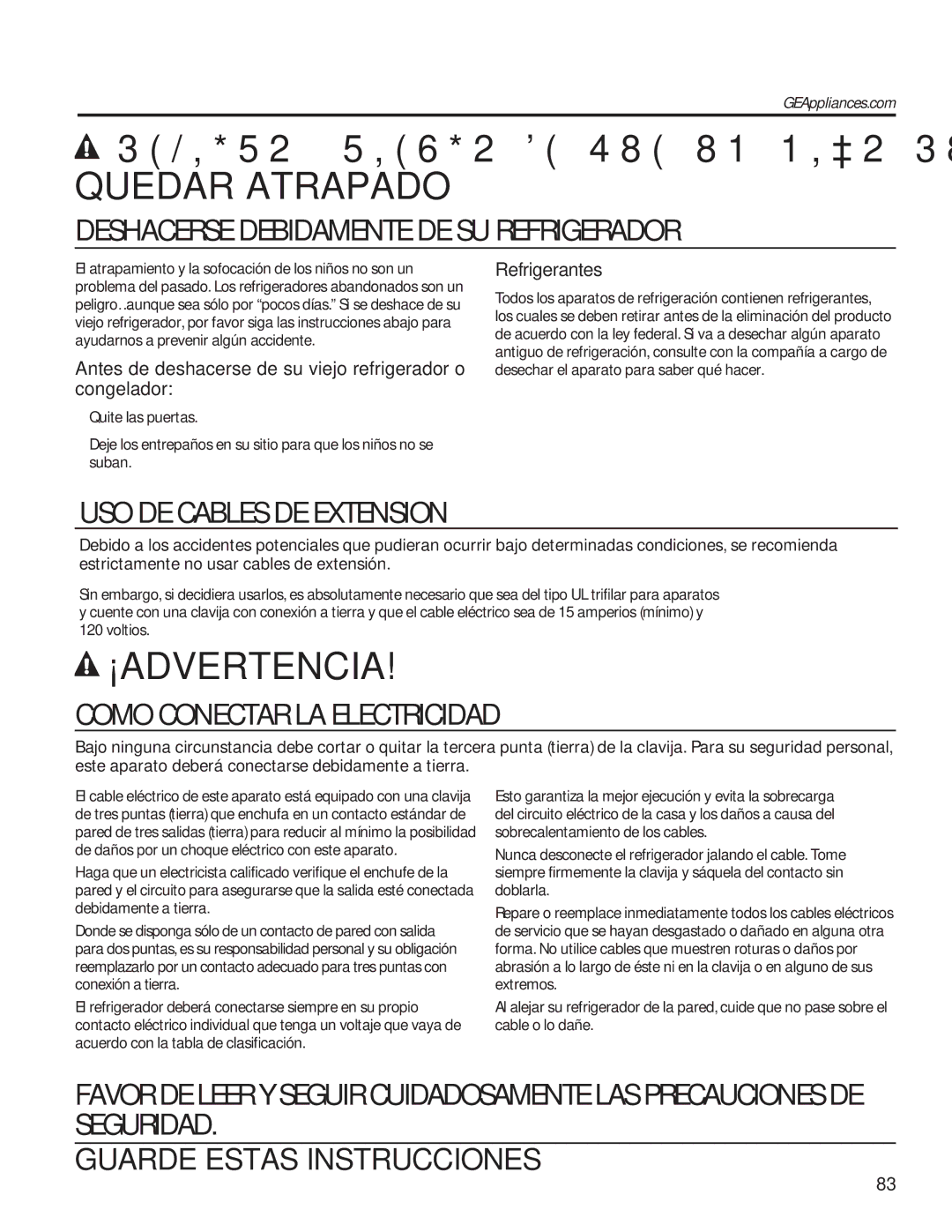 GE GSE25HMHES, GSE25HSHSS installation instructions Antes de deshacerse de su viejo refrigerador o congelador, Refrigerantes 