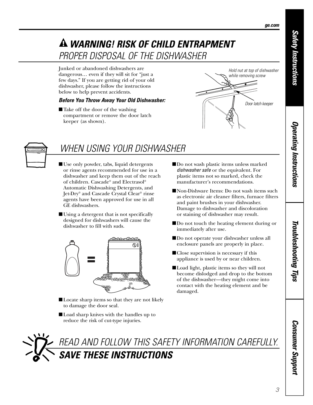 GE GSM1800 manual Before You Throw Away Your Old Dishwasher, Ge.com 