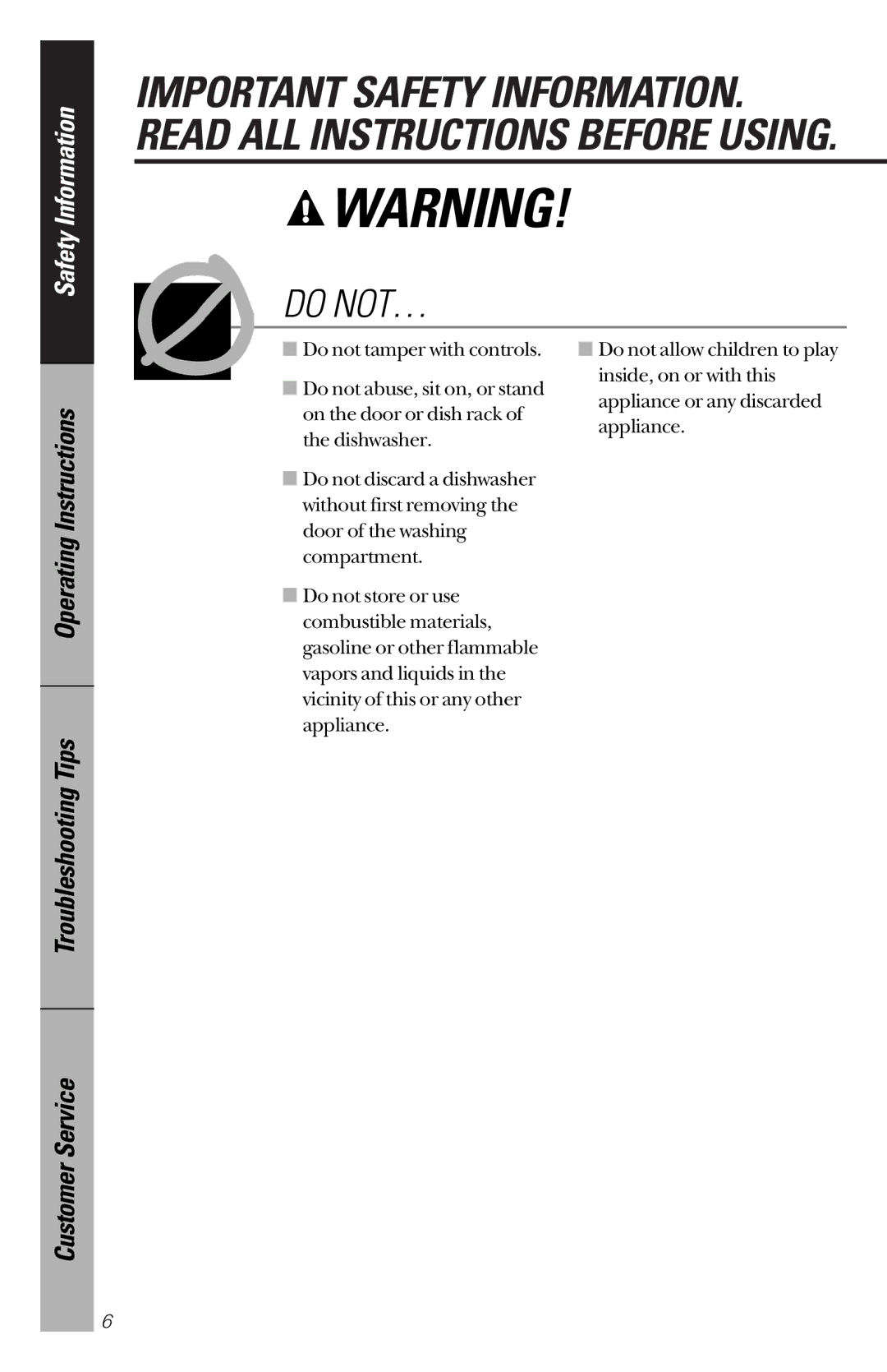 GE GSM2130, GSM2110 owner manual Do NOT… 