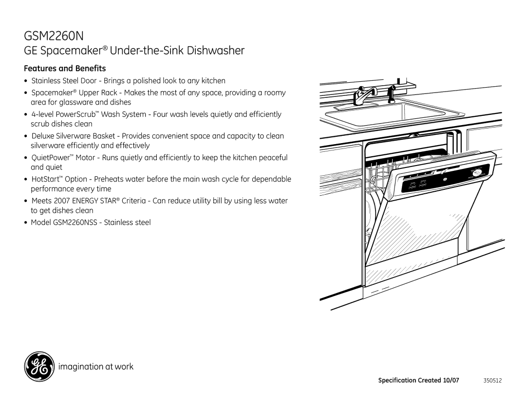 GE GSM2260NSS dimensions Features and Benefits 