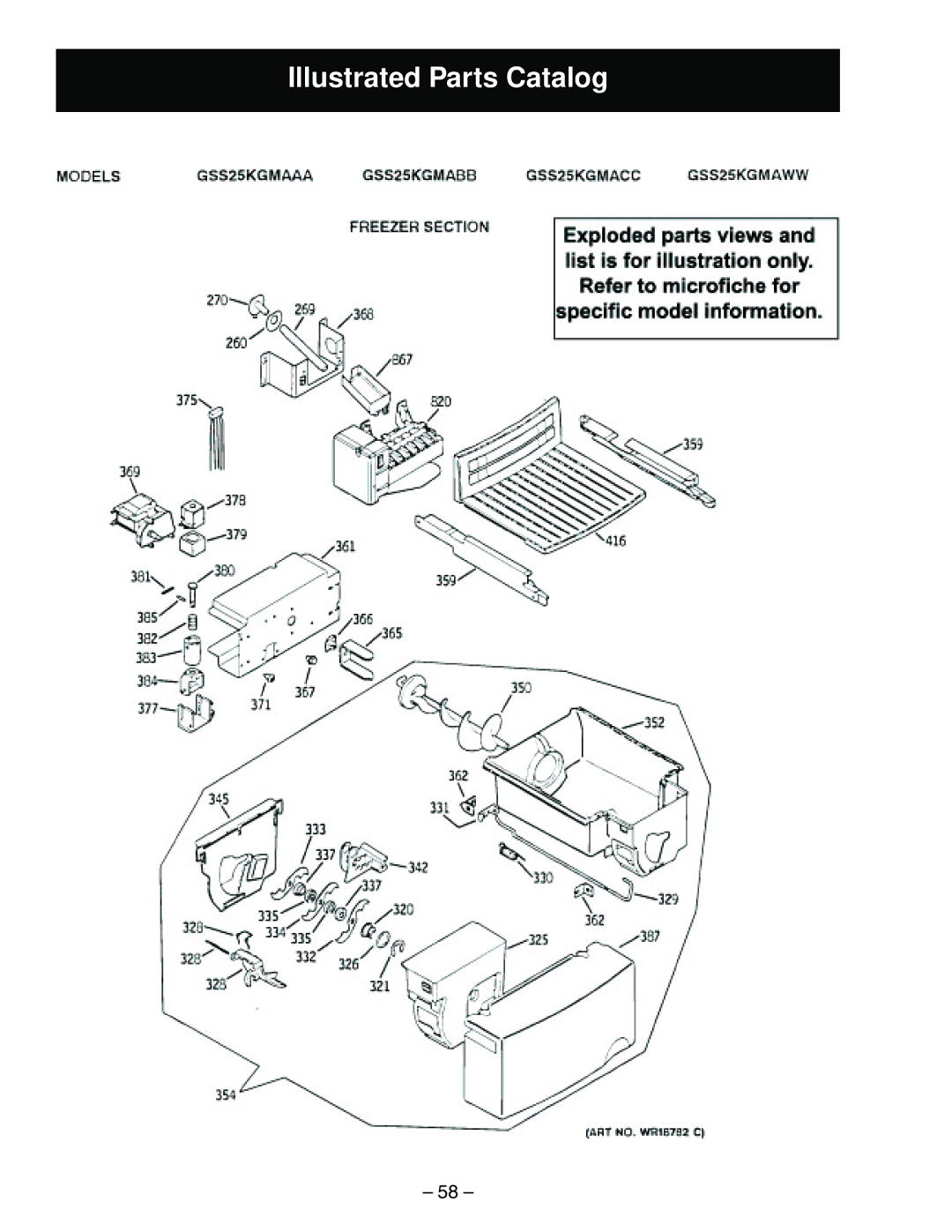 GE ESS22, GSS22, GSS20, GSS25, ESS25, HSS25, HSS22, SSS25 manual Illustrated Parts Catalog 