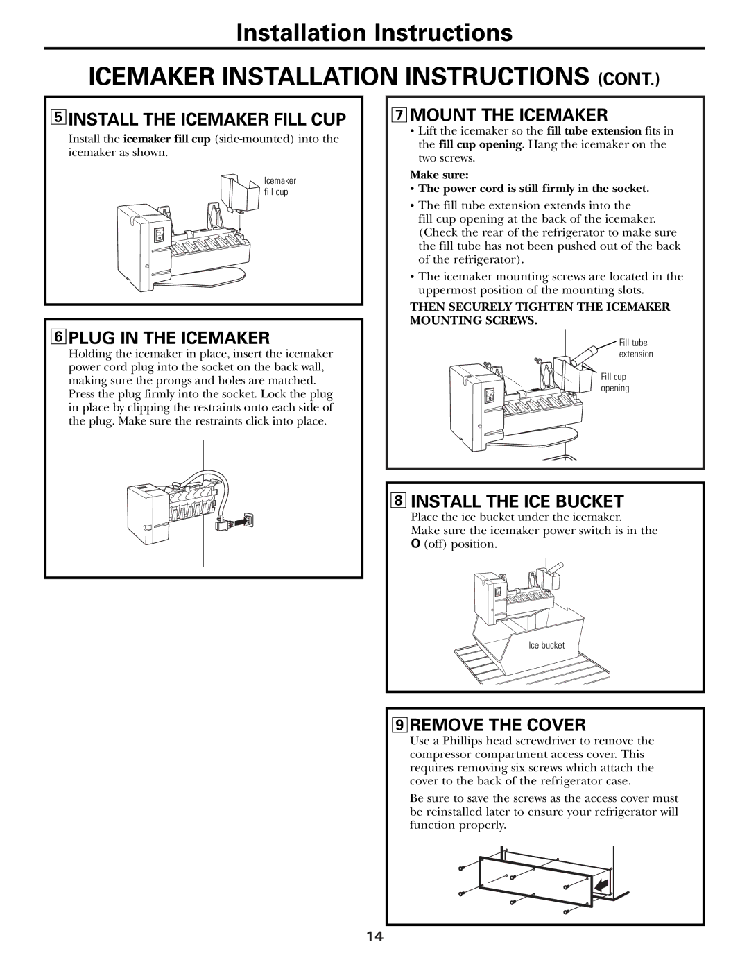 GE GTL21, GTH21 installation instructions Icemaker Installation Instructions 