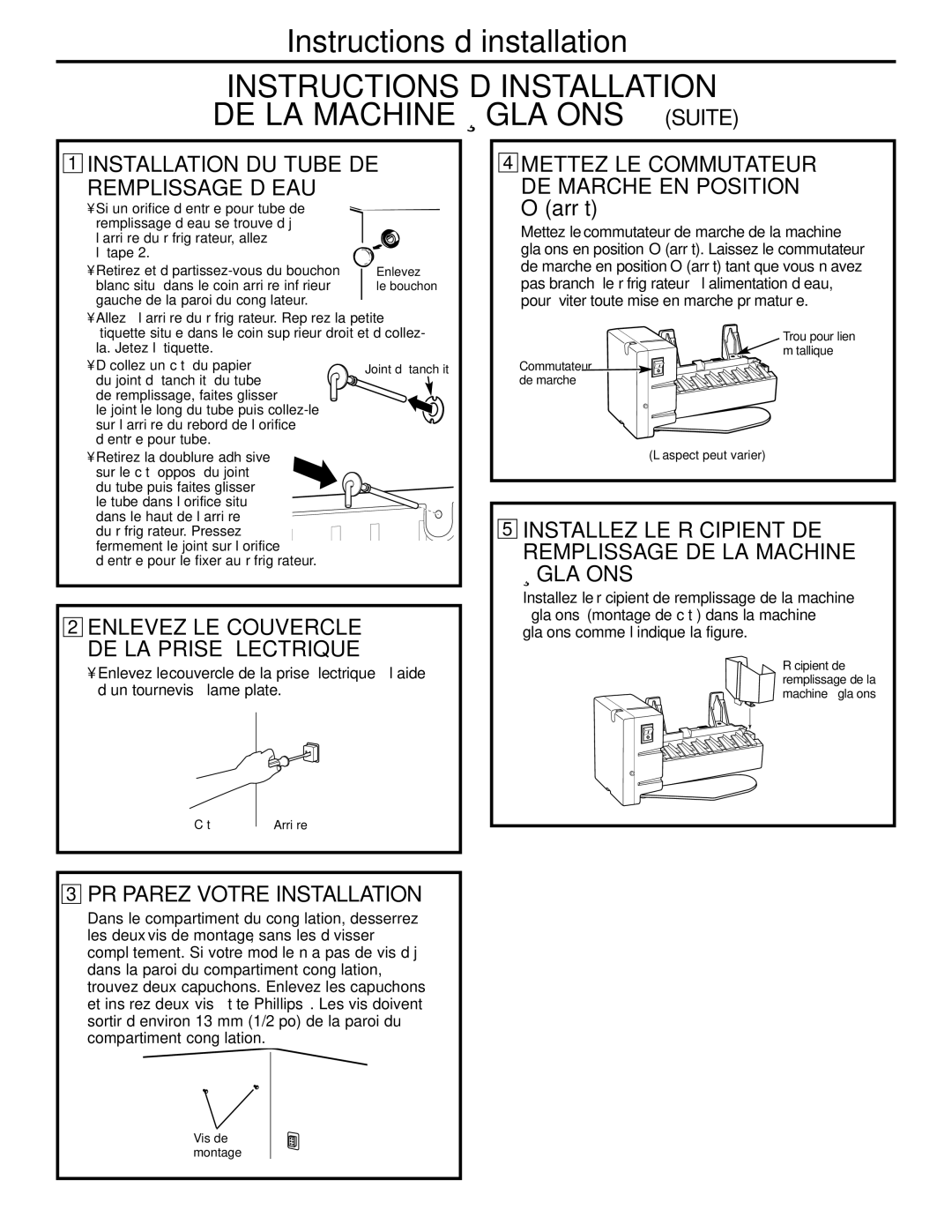 GE GTL21, GTH21 installation instructions Installation DU Tube DE Remplissage D’EAU, Préparez Votre Installation 