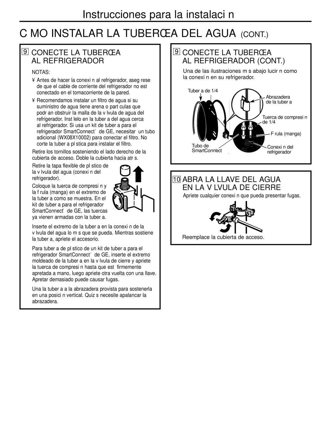 GE GTL21, GTH21 installation instructions Conecte LA Tubería AL Refrigerador, Notas 